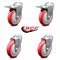 Service Caster 5 Inch Red Polyurethane Swivel Bolt Hole Caster Set with 2 Total Lock Brake SCC-BHTTL20S514-PPUB-RED-2-S-2 - alternate 1